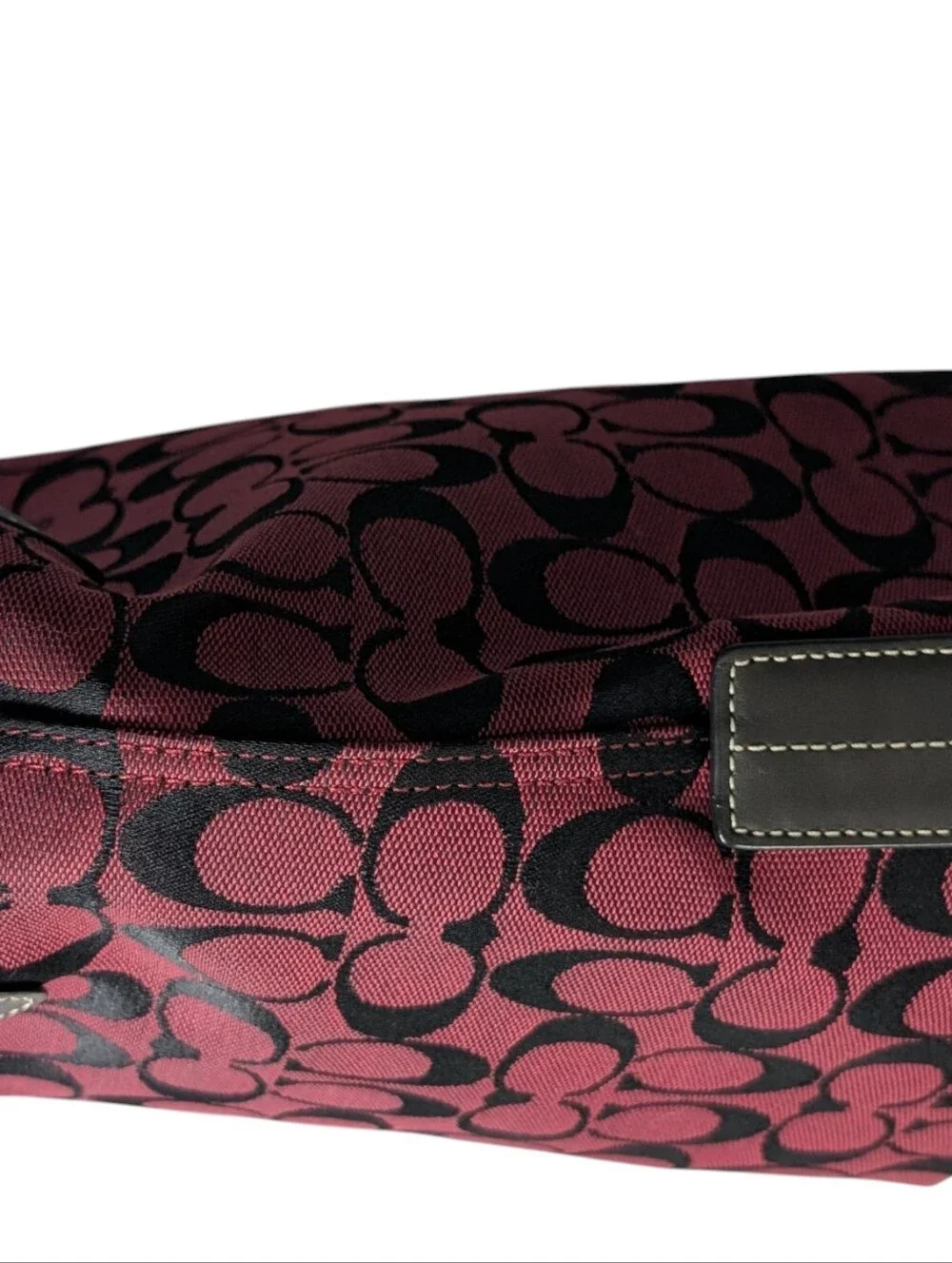 Coach Cherry Coke Burgundy Signature Jacquard Shoulder Bag Y2K 🍁 (6076)